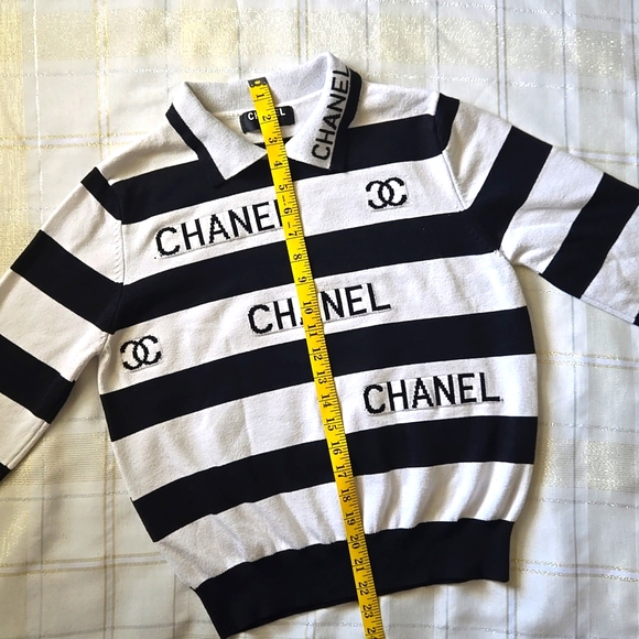 Black & White Striped Collared Sweater - Picture 11 of 11